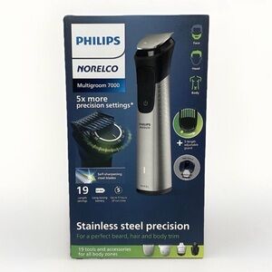BRAND NEW: Philips Multigroom 7000 Trimmer - Silver & Black Accents
